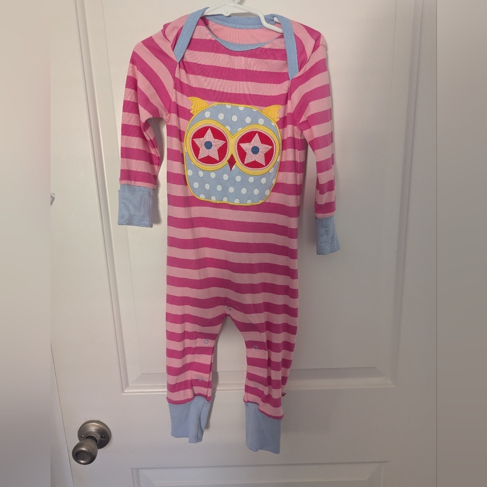 $‎ Piccalilly Striped Pink Jumpsuit with Owl Design